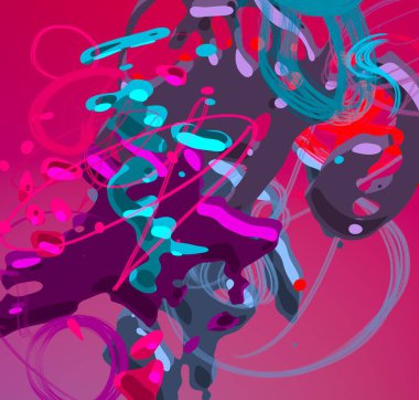 Soyut arka plan sanatı. 3 boyutlu illüstrasyon. Çok renkli arkaplan. Çağdaş sanat. Sanatsal dijital palet.