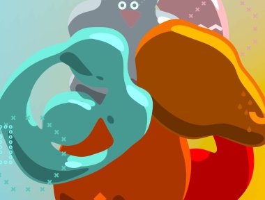 Soyut arka plan sanatı. 3 boyutlu illüstrasyon. Tuvalde fırça darbeleri. Çok renkli arkaplan. Çağdaş sanat. Sanatsal dijital palet.