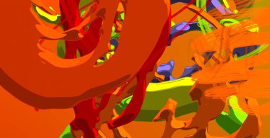 Soyut arka plan sanatı. 3 boyutlu illüstrasyon. Tuvalde fırça darbeleri. Çok renkli arkaplan. Çağdaş sanat. Sanatsal dijital palet.