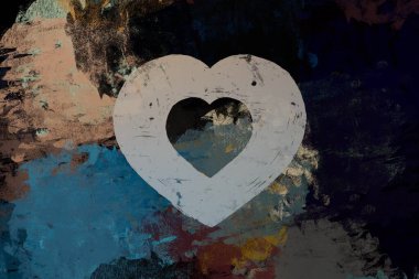 Soyut Sevgililer Günü arkaplan sanatı. Kalpler tuvalde. Çok renkli romantik bir fon. Çağdaş sanat. Sanatsal dijital palet.