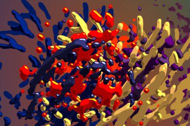 Soyut arka plan sanatı. 3 boyutlu illüstrasyon. Tuvalde fırça darbeleri. Çok renkli arkaplan. Çağdaş sanat. Sanatsal dijital palet.