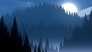 soyut sisli dağlar ağaçlarla kaplı, doğal arkaplan