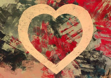 Soyut Sevgililer Günü arkaplan sanatı. Kalpler tuvalde. Çok renkli romantik bir fon. Çağdaş sanat. Sanatsal dijital palet.