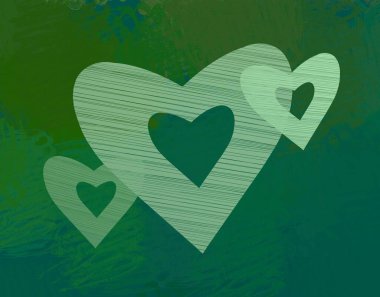 Soyut Sevgililer Günü arkaplan sanatı. Kalpler tuvalde. Çok renkli romantik bir fon. Çağdaş sanat. Sanatsal dijital palet.