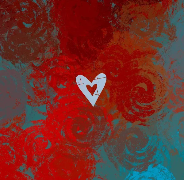 Abstract Valentine Background Art Corazones Sobre Lienzo Fondos Románticos Multicolor — Foto de Stock