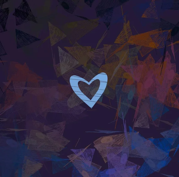 Abstract Valentine background art. Hearts on canvas. Multicolored romantic backdrop. Contemporary art. Artistic digital palette.