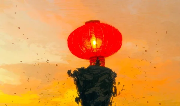 실루엣 중국등 불로이루어진 추상적 — 스톡 사진