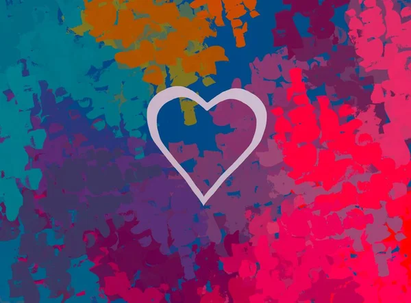Abstract Valentine Background Art Hearts Canvas Multicolored Romantic Backdrop Contemporary — Stock Photo, Image