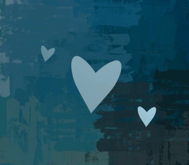 Soyut Sevgililer Günü arkaplan sanatı. Kalpler tuvalde. Çok renkli romantik bir fon. Çağdaş sanat. Sanatsal dijital palet.