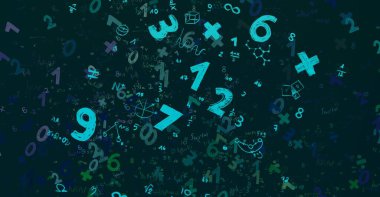 Matematik. 2D çizim. Numaralı soyut arkaplan, boşluğu kopyala 