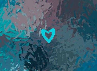 Soyut Sevgililer Günü arkaplan sanatı. Kalpler tuvalde. Çok renkli romantik bir fon. Çağdaş sanat. Sanatsal dijital palet.