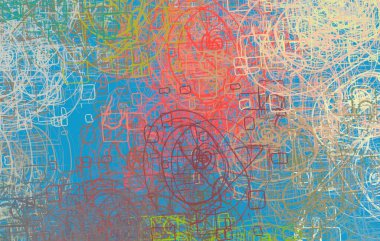 Soyut arka plan sanatı. 2D çizim. Etkileyici yağlı boya resim. Tuvalde fırça darbeleri. Modern sanat. Çok renkli arkaplan. Çağdaş sanat. İfade. Sanatsal dijital palet.