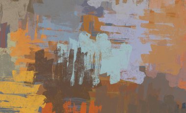 Soyut arka plan sanatı. 2D çizim. Etkileyici yağlı boya resim. Tuvalde fırça darbeleri. Modern sanat. Çok renkli arkaplan. Çağdaş sanat. İfade. Sanatsal dijital palet.