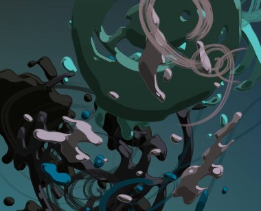 Soyut arka plan sanatı. 3 boyutlu illüstrasyon. Tuvalde fırça darbeleri. Çok renkli arkaplan. Çağdaş sanat. Sanatsal dijital palet.