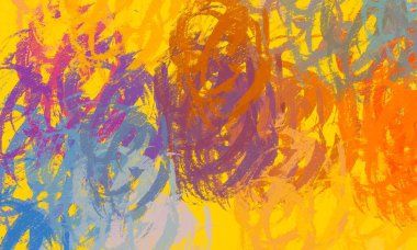 Soyut arka plan sanatı. 2D çizim. Etkileyici yağlı boya resim. Tuvalde fırça darbeleri. Modern sanat. Çok renkli arkaplan. Çağdaş sanat. İfade. Sanatsal dijital palet.