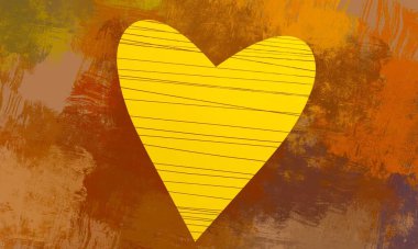 Soyut Sevgililer Günü arkaplan sanatı. Kalpler tuvalde. Çok renkli romantik bir fon. Çağdaş sanat. Sanatsal dijital palet.