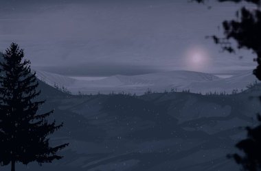 soyut tepe orman manzarası sisli ağaçlar fotokopi alanı, doğal arkaplan