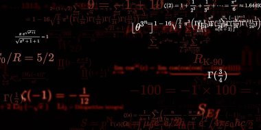 Formüllü matematik geçmişi, kusursuz çizimler. Renkli sembollü soyut desen  