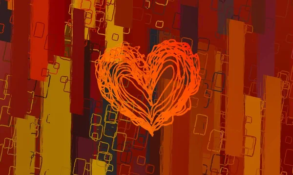 Abstraktia Ystävänpäivätaidetta Sydämet Kankaalle Monivärinen Romanttinen Tausta Nykytaidetta Taiteellinen Digitaalinen — kuvapankkivalokuva