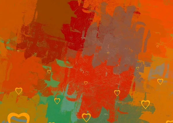 Abstract Valentine Background Art Corazones Sobre Lienzo Fondos Románticos Multicolor — Foto de Stock