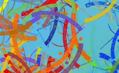 Soyut arka plan sanatı. 2D çizim. Etkileyici yağlı boya resim. Tuvalde fırça darbeleri. Modern sanat. Çok renkli arkaplan. Çağdaş sanat. İfade. Sanatsal dijital palet.