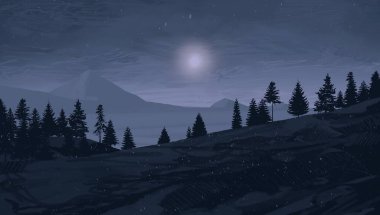 soyut tepe orman manzarası sisli ağaçlar fotokopi alanı, doğal arkaplan