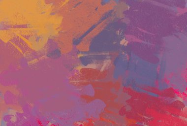 Soyut arka plan sanatı. 2D çizim. Etkileyici yağlı boya resim. Tuvalde fırça darbeleri. Modern sanat. Çok renkli arkaplan. Çağdaş sanat. İfade. Sanatsal dijital palet.