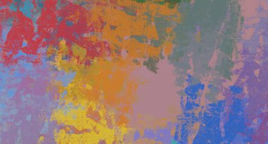 Soyut arka plan sanatı. 2D çizim. Etkileyici yağlı boya resim. Tuvalde fırça darbeleri. Modern sanat. Çok renkli arkaplan. Çağdaş sanat. İfade. Sanatsal dijital palet.