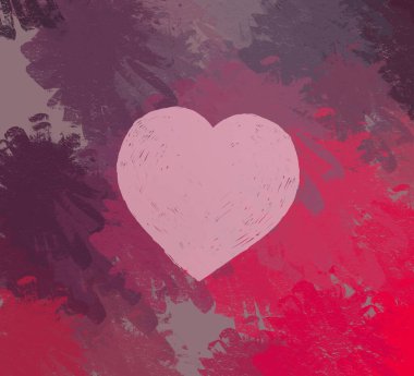 Soyut Sevgililer Günü arkaplan sanatı. Kalpler tuvalde. Çok renkli romantik bir fon. Çağdaş sanat. Sanatsal dijital palet.