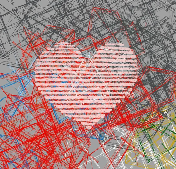 Abstract Valentine Background Art Corazones Sobre Lienzo Fondos Románticos Multicolor — Foto de Stock