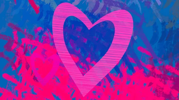 Abstract Valentine Background Art Hearts Canvas Multicolored Romantic Backdrop Contemporary — Stock Photo, Image