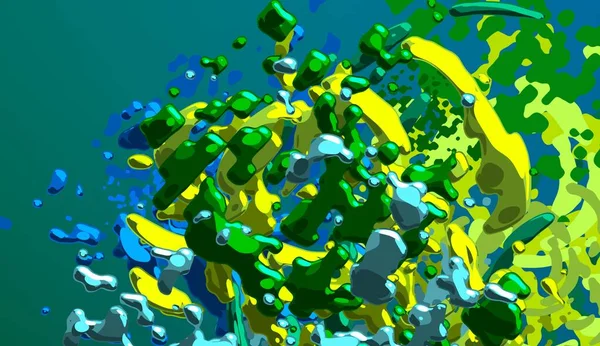 Soyut arka plan sanatı. 3 boyutlu illüstrasyon. Tuvalde fırça darbeleri. Çok renkli arkaplan. Çağdaş sanat. Sanatsal dijital palet.