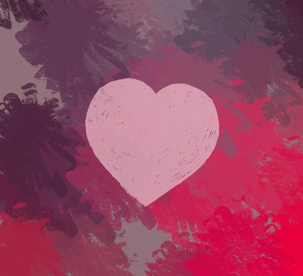 Abstract Valentine Background Art Hearts Canvas Multicolored Romantic Backdrop Contemporary — Stock Photo, Image