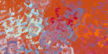 Soyut arka plan sanatı. 2D çizim. Etkileyici yağlı boya resim. Tuvalde fırça darbeleri. Modern sanat. Çok renkli arkaplan. Çağdaş sanat. İfade. Sanatsal dijital palet.