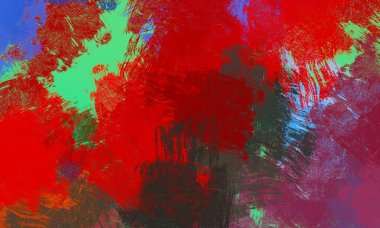 Soyut arka plan sanatı. 2D çizim. Etkileyici yağlı boya resim. Tuvalde fırça darbeleri. Modern sanat. Çok renkli arkaplan. Çağdaş sanat. İfade. Sanatsal dijital palet.