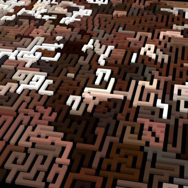 Renkli labirent arkaplanı, kopya alanı ile 3d illüstrasyon  