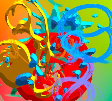 Soyut arka plan sanatı. 3 boyutlu illüstrasyon. Tuvalde fırça darbeleri. Çok renkli arkaplan. Çağdaş sanat. Sanatsal dijital palet.