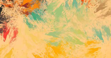 Soyut arka plan sanatı. 2D çizim. Etkileyici yağlı boya resim. Tuvalde fırça darbeleri. Modern sanat. Çok renkli arkaplan. Çağdaş sanat. İfade. Sanatsal dijital palet.