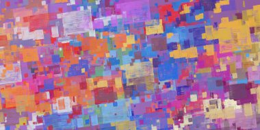 Soyut arka plan sanatı. 2D çizim. Etkileyici yağlı boya resim. Tuvalde fırça darbeleri. Modern sanat. Çok renkli arkaplan. Çağdaş sanat. İfade. Sanatsal dijital palet.