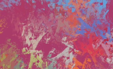 Soyut arka plan sanatı. 2D çizim. Etkileyici yağlı boya resim. Tuvalde fırça darbeleri. Modern sanat. Çok renkli arkaplan. Çağdaş sanat. İfade. Sanatsal dijital palet.