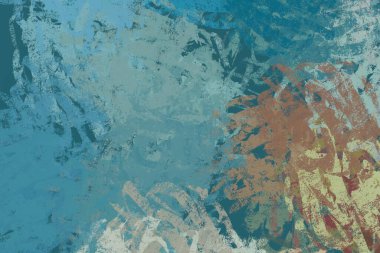 Soyut arka plan sanatı. 2D çizim. Etkileyici yağlı boya resim. Tuvalde fırça darbeleri. Modern sanat. Çok renkli arkaplan. Çağdaş sanat. İfade. Sanatsal dijital palet.