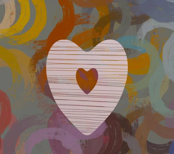 Abstract Valentine background art. Hearts on canvas. Multicolored romantic backdrop. Contemporary art. Artistic digital palette.