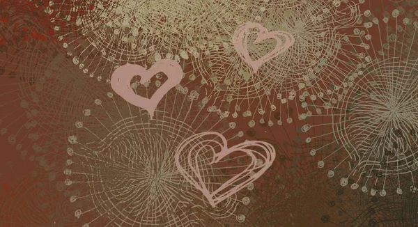 Abstract Valentine Background Art Corazones Sobre Lienzo Fondos Románticos Multicolor — Foto de Stock