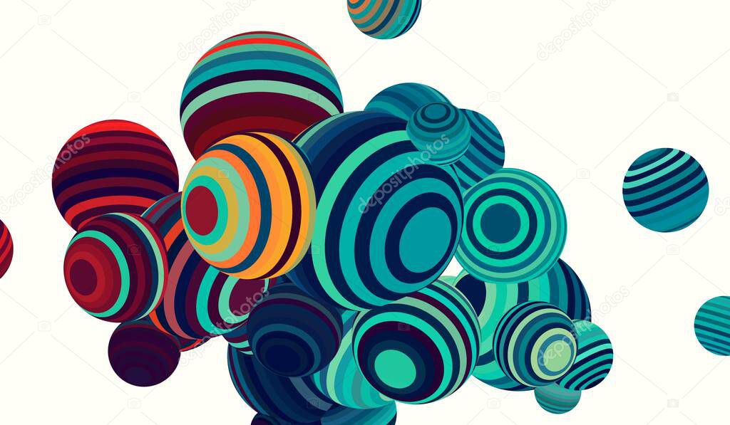 Abstract background art. Spherical planets pattern