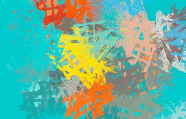 Soyut arka plan sanatı. 2D çizim. Etkileyici yağlı boya resim. Tuvalde fırça darbeleri. Modern sanat. Çok renkli arkaplan. Çağdaş sanat. İfade. Sanatsal dijital palet.