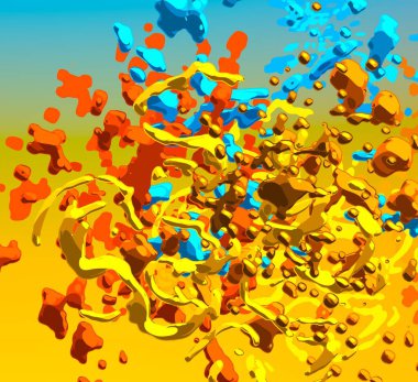 Soyut arka plan sanatı. 3 boyutlu illüstrasyon. Tuvalde fırça darbeleri. Çok renkli arkaplan. Çağdaş sanat. Sanatsal dijital palet.