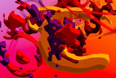 Soyut arka plan sanatı. 3 boyutlu illüstrasyon. Çok renkli arkaplan. Çağdaş sanat. Sanatsal dijital palet.