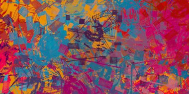 Soyut arka plan sanatı. 2D çizim. Etkileyici yağlı boya resim. Tuvalde fırça darbeleri. Modern sanat. Çok renkli arkaplan. Çağdaş sanat. İfade. Sanatsal dijital palet.