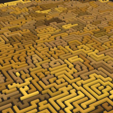 Renkli labirent arkaplanı, kopya alanı ile 3d illüstrasyon  