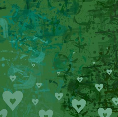 Soyut Sevgililer Günü arkaplan sanatı. Kalpler tuvalde. Çok renkli romantik bir fon. Çağdaş sanat. Sanatsal dijital palet.